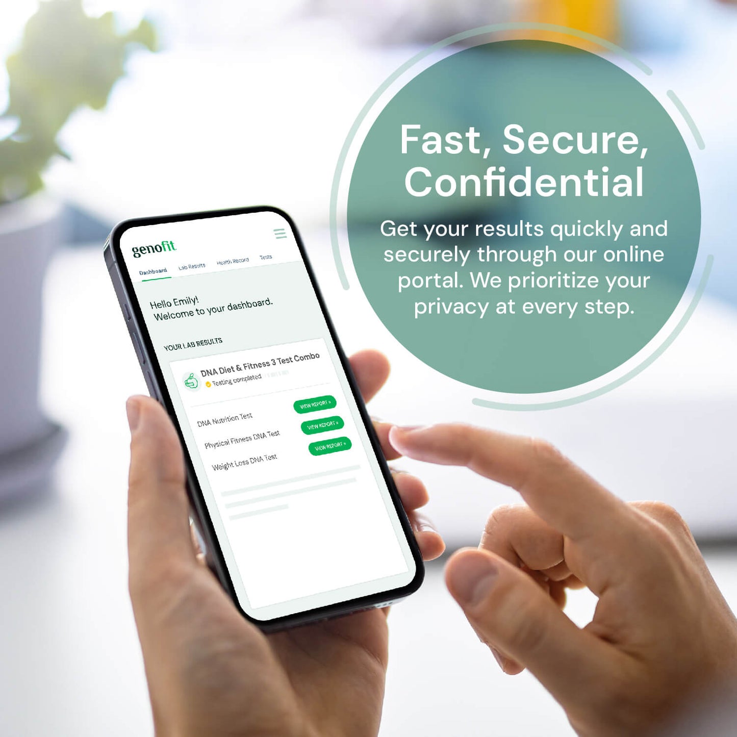 Receive results securely online